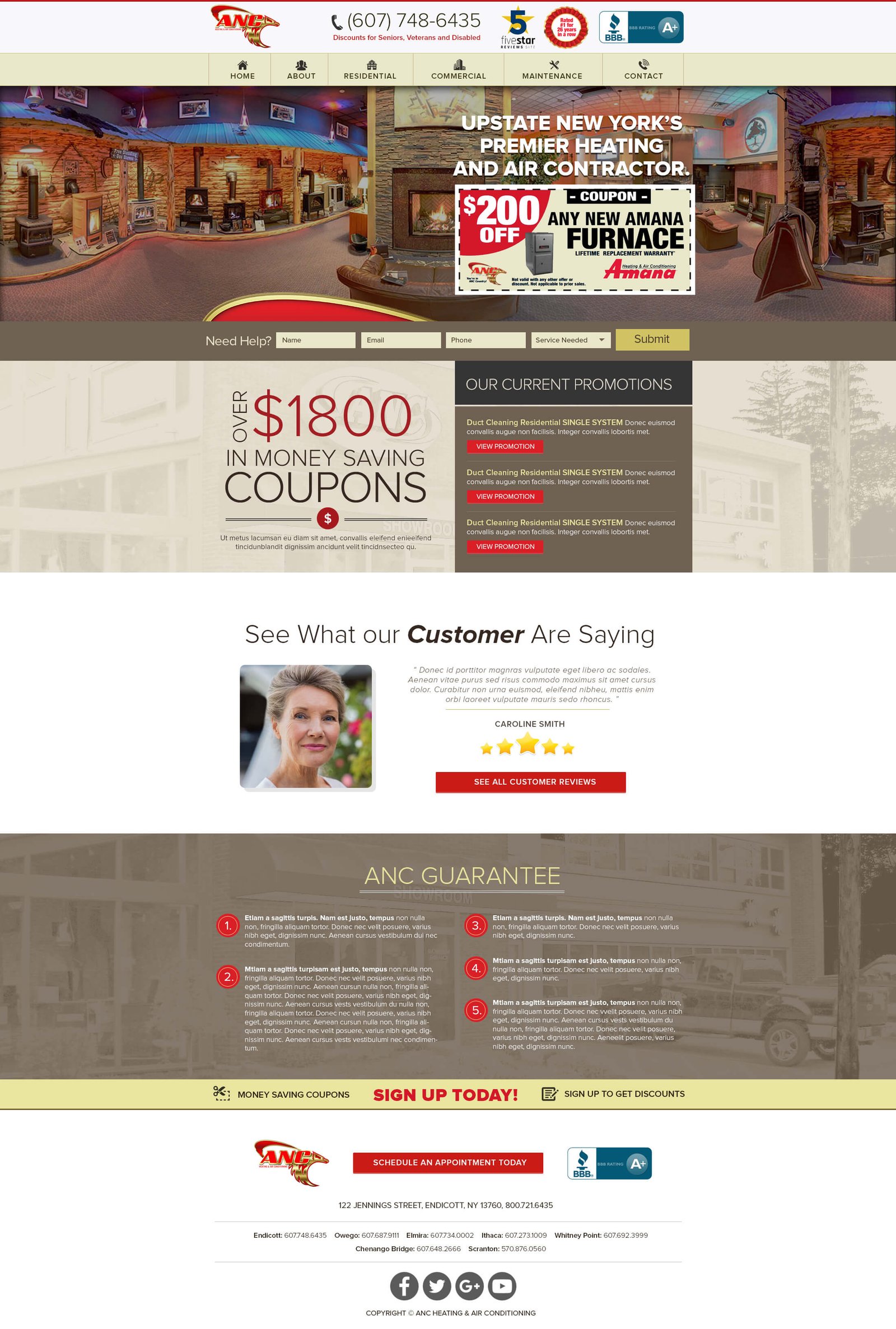 ANC heating website screenshot