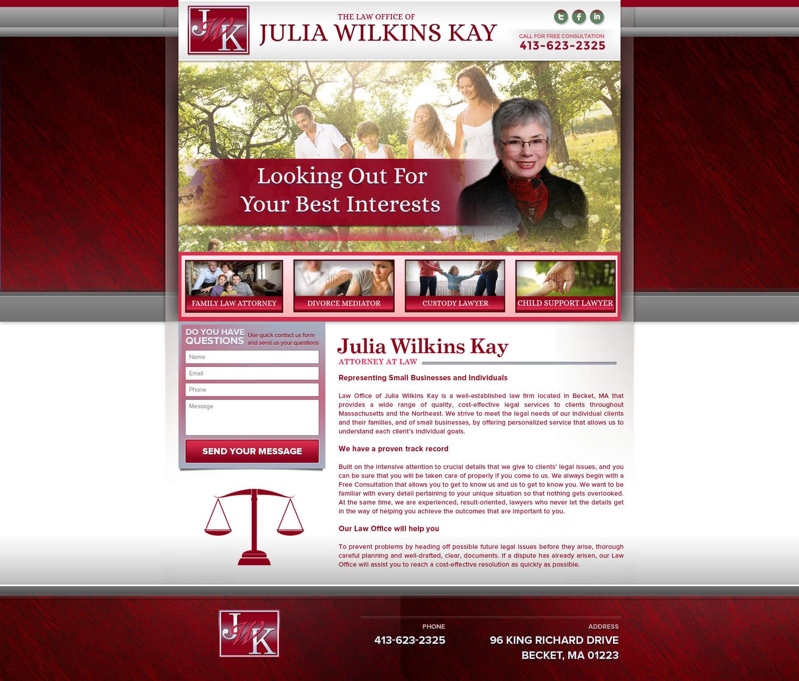 Julia Wilkins Kay website screenshot