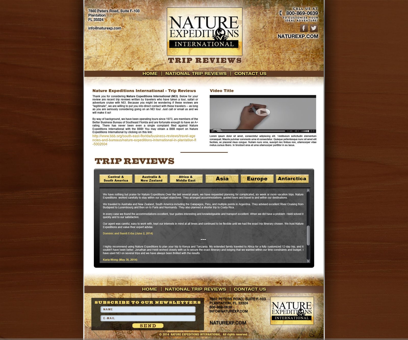Natures Expedition website screenshot