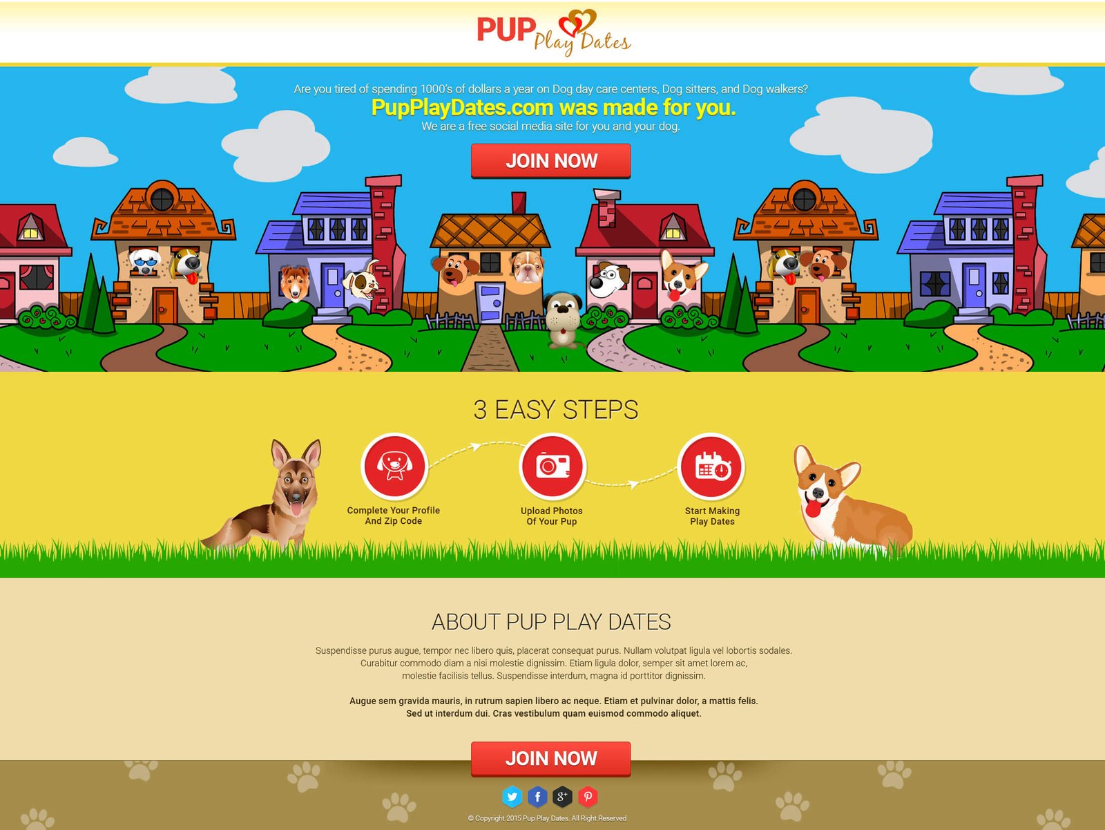 PUP Play Dates website screenshot