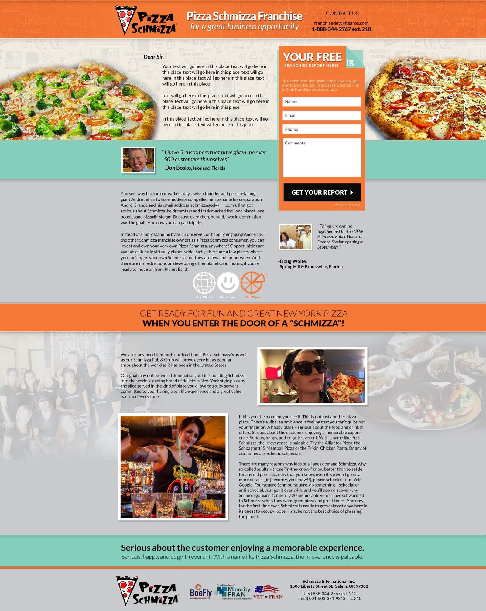 Schmizza Pizza website screenshot