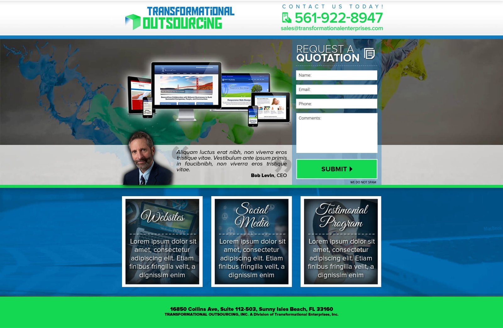 TOI Landing website screenshot