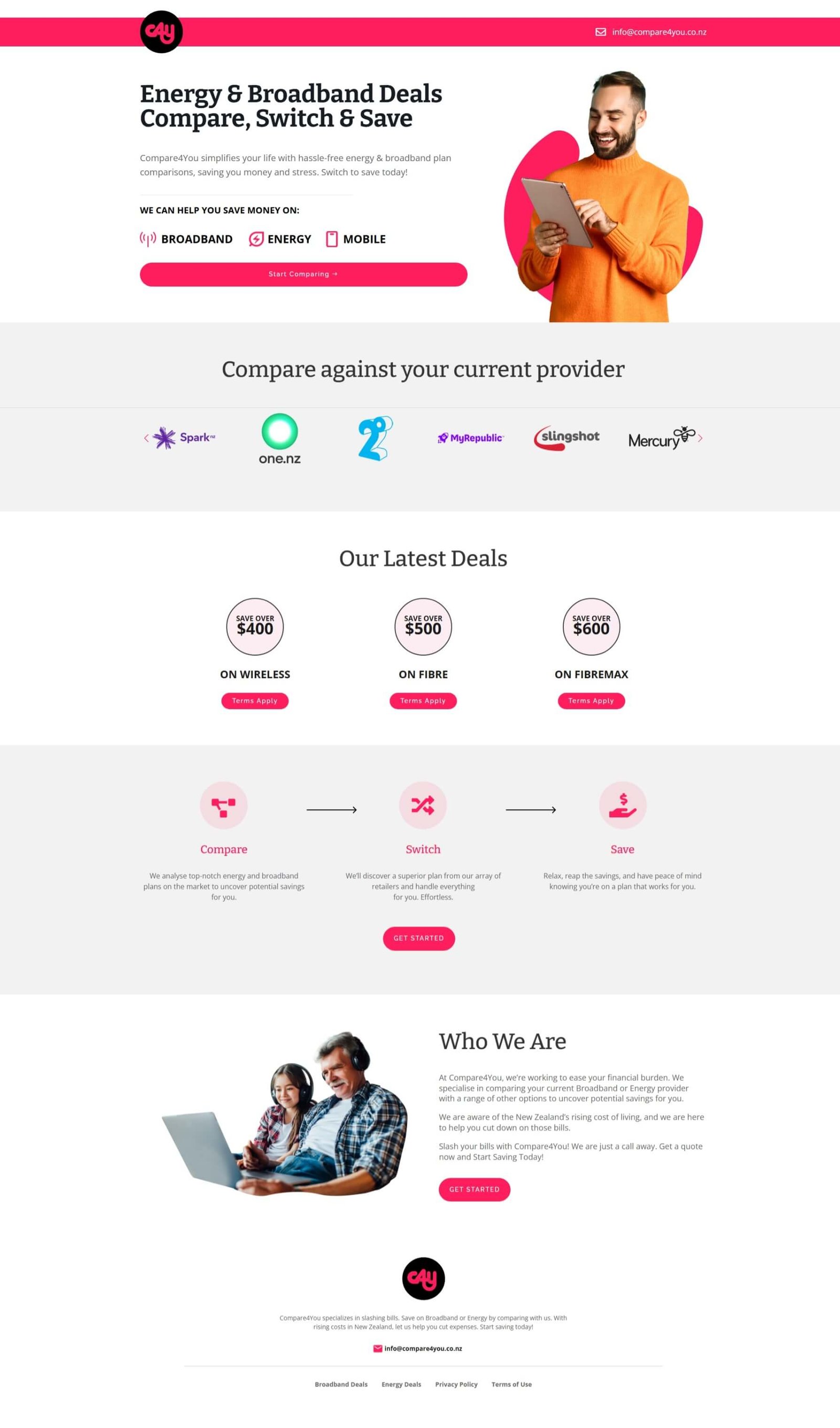 compare4you.co.nz website screenshot