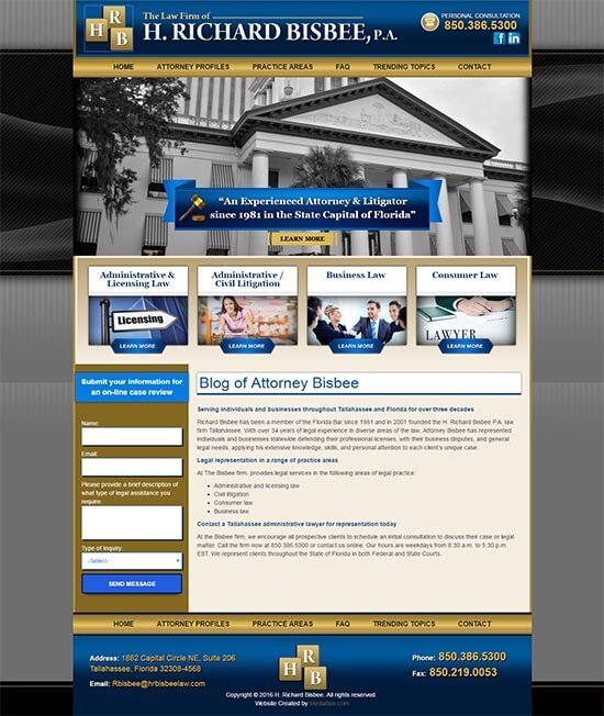 richard bisbee law website screenshot