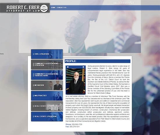 robert eber law website screenshot