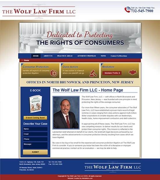 wolf law firm website screenshot