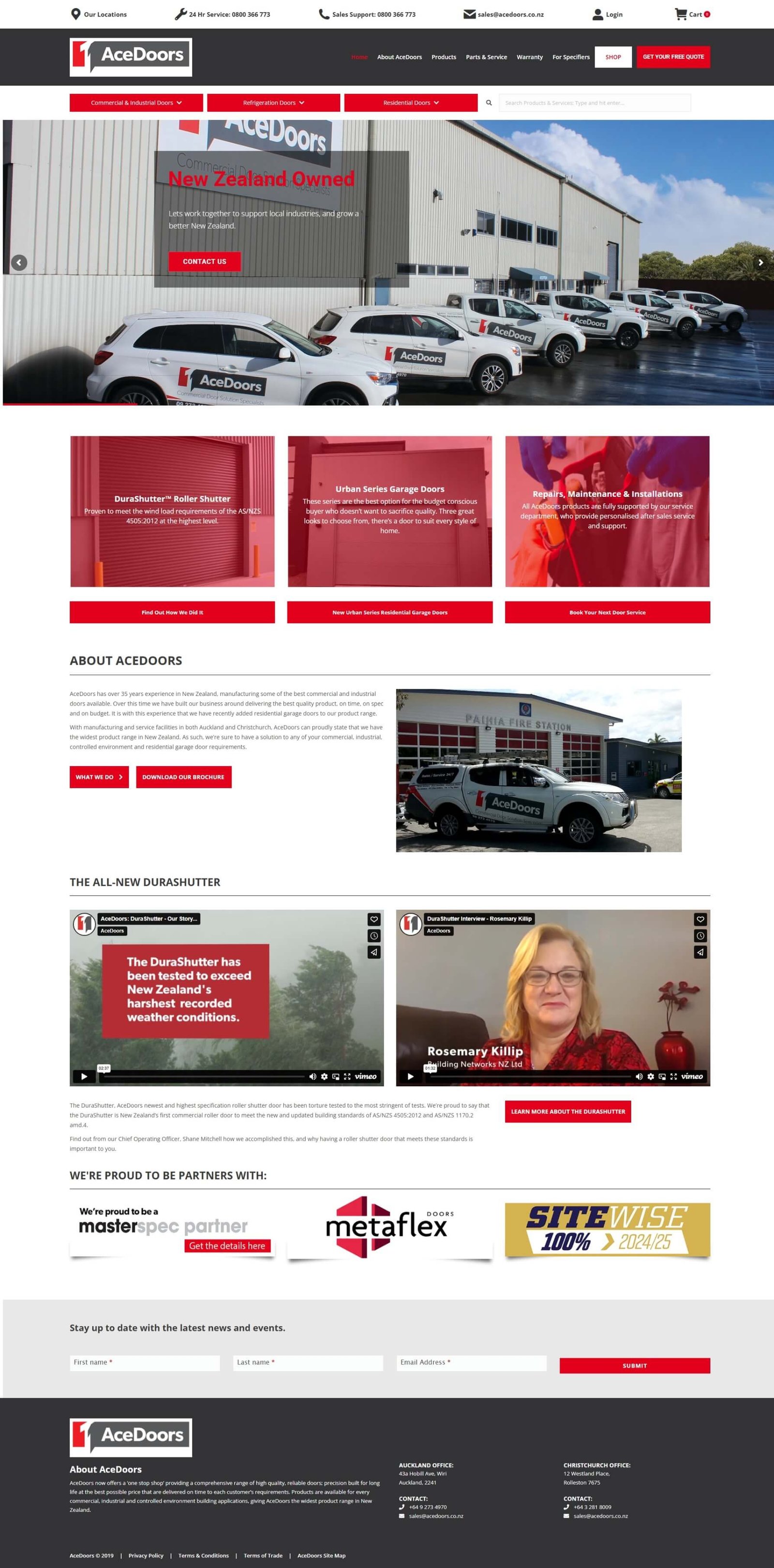 acedoors.co.nz website screenshot