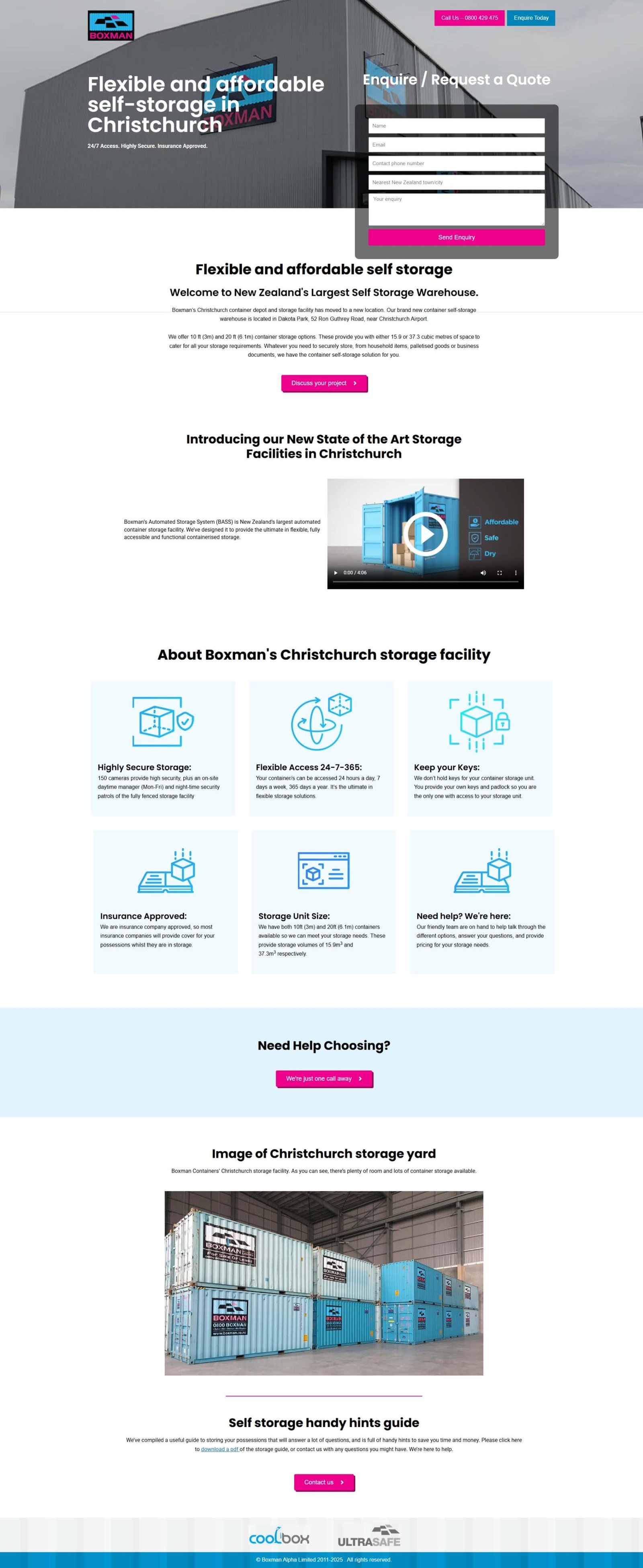 boxmanstorage.co.nz website screenshot