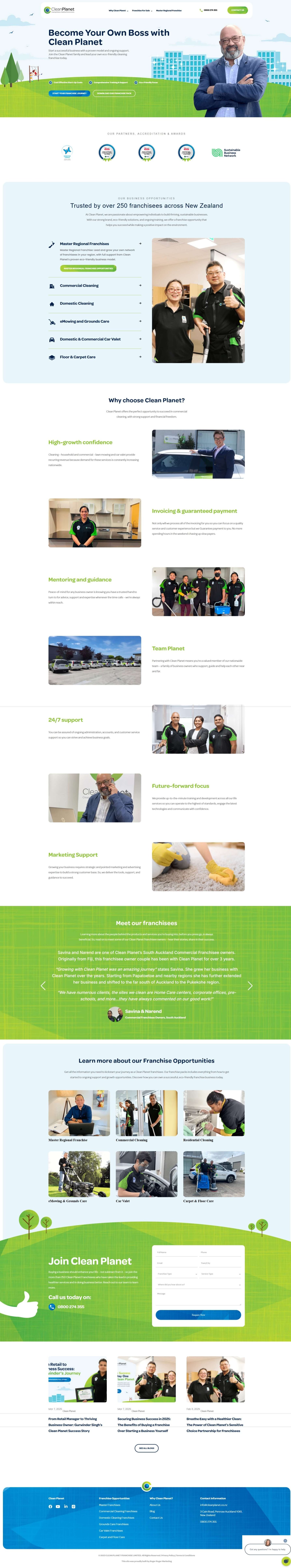 cleanplanetfranchises.co.nz website screenshot