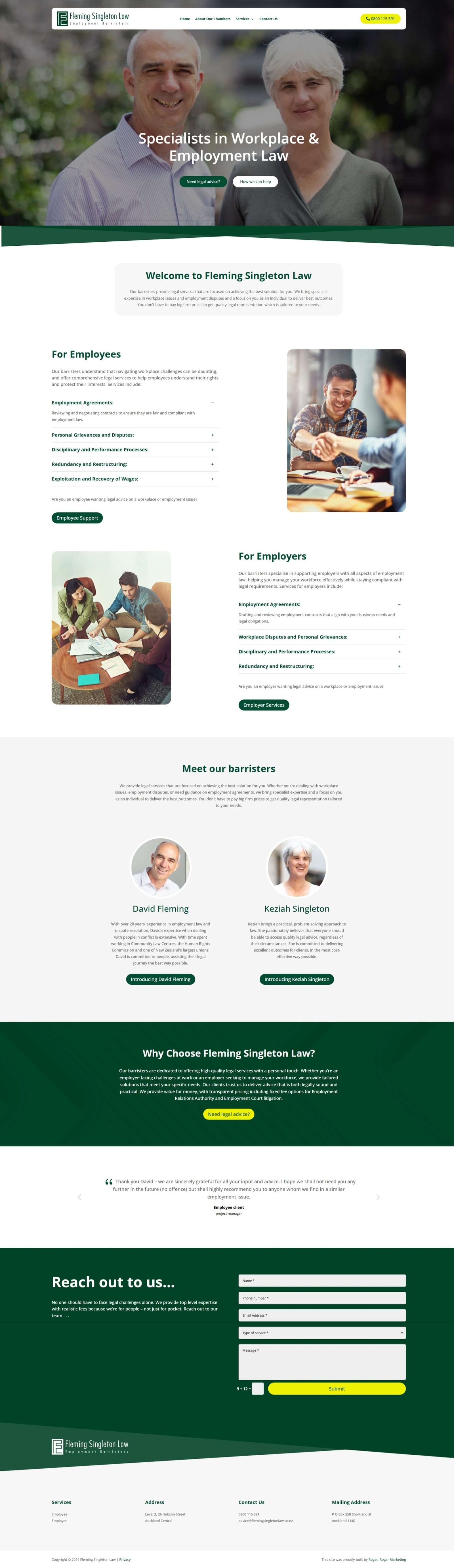 flemingsingletonlaw.co.nz website screenshot