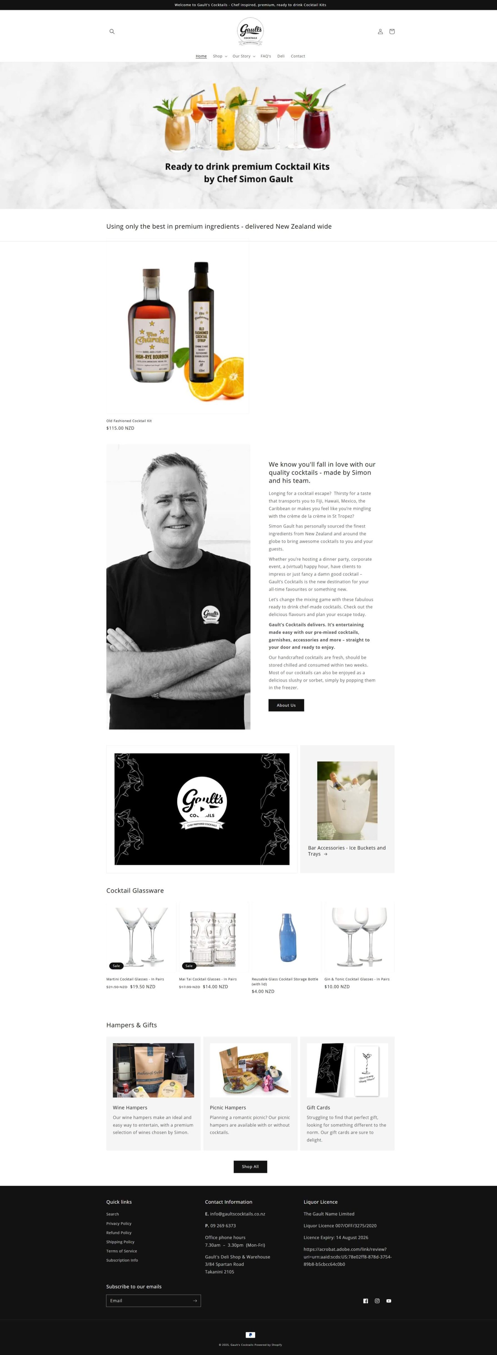 gaultscocktails.nz website screenshot