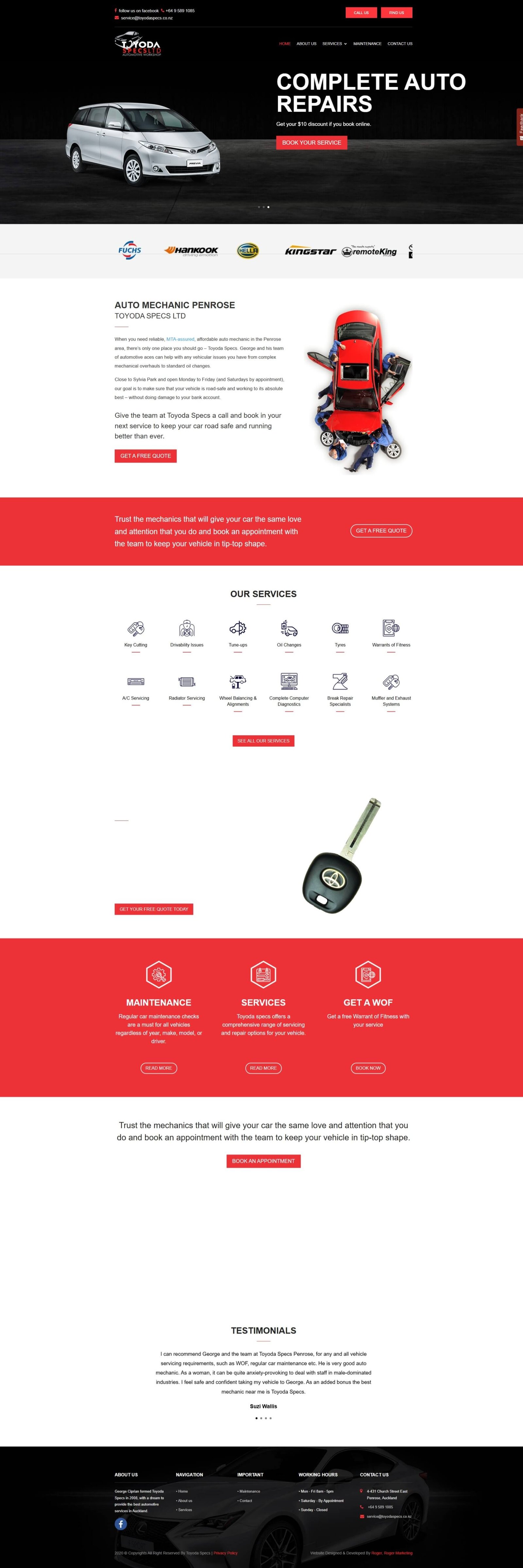 toyodaspecs.co.nz website screenshot